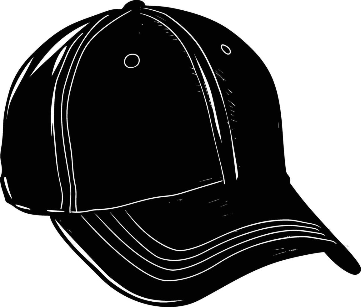 AI generated Silhouette baseball hat black color only vector