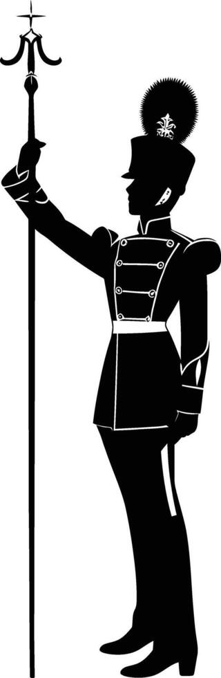 AI generated Silhouette drum major with mace in perform marching band leader vector