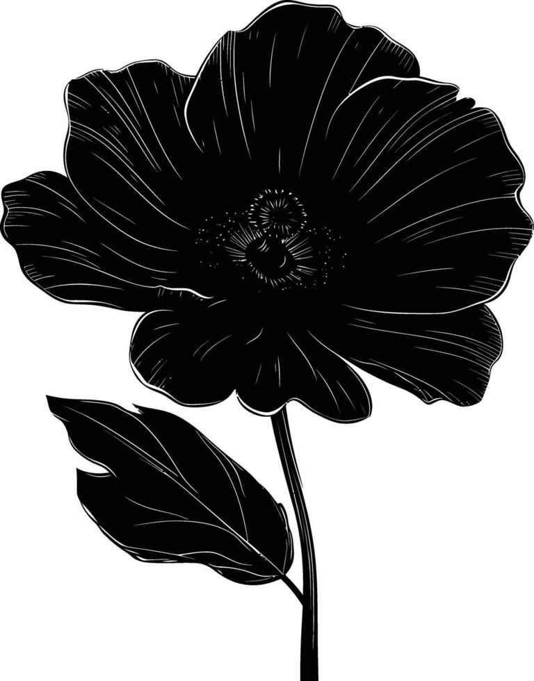 AI generated Silhouette flower full body black color only vector