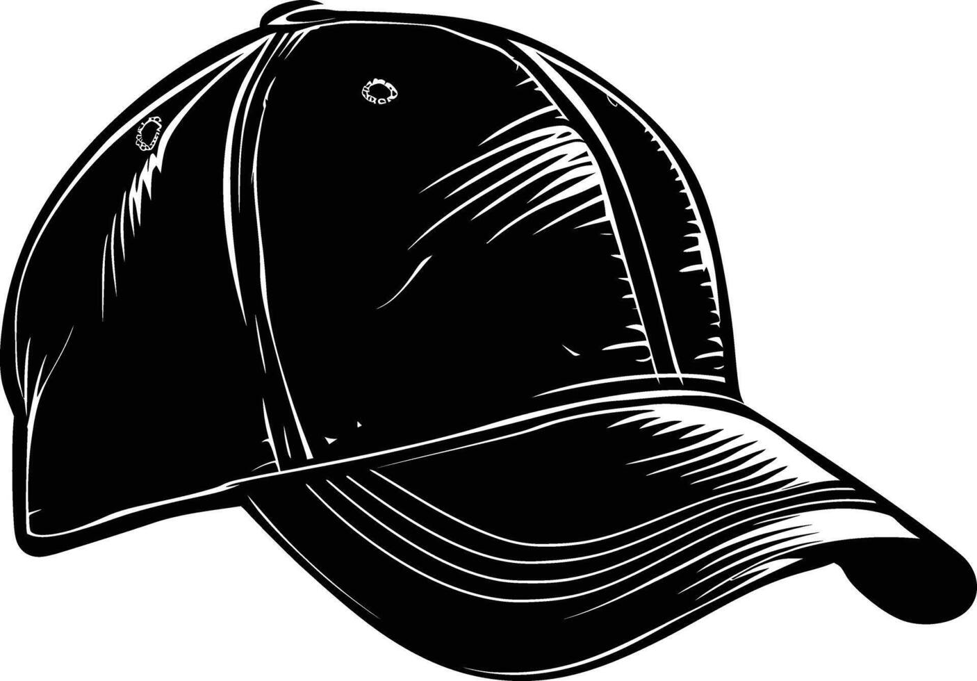 AI generated Silhouette baseball hat black color only vector