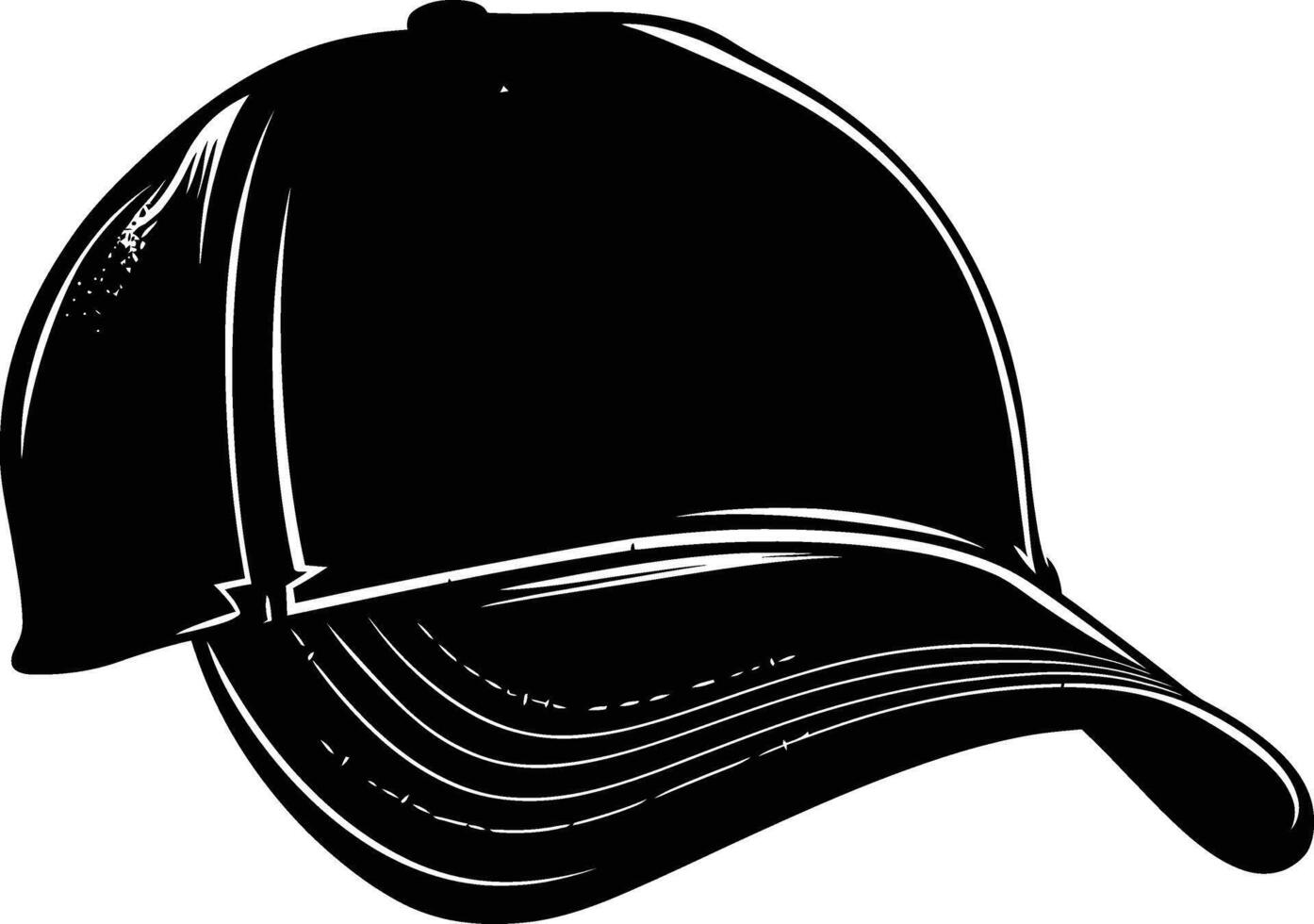 AI generated Silhouette baseball hat black color only vector