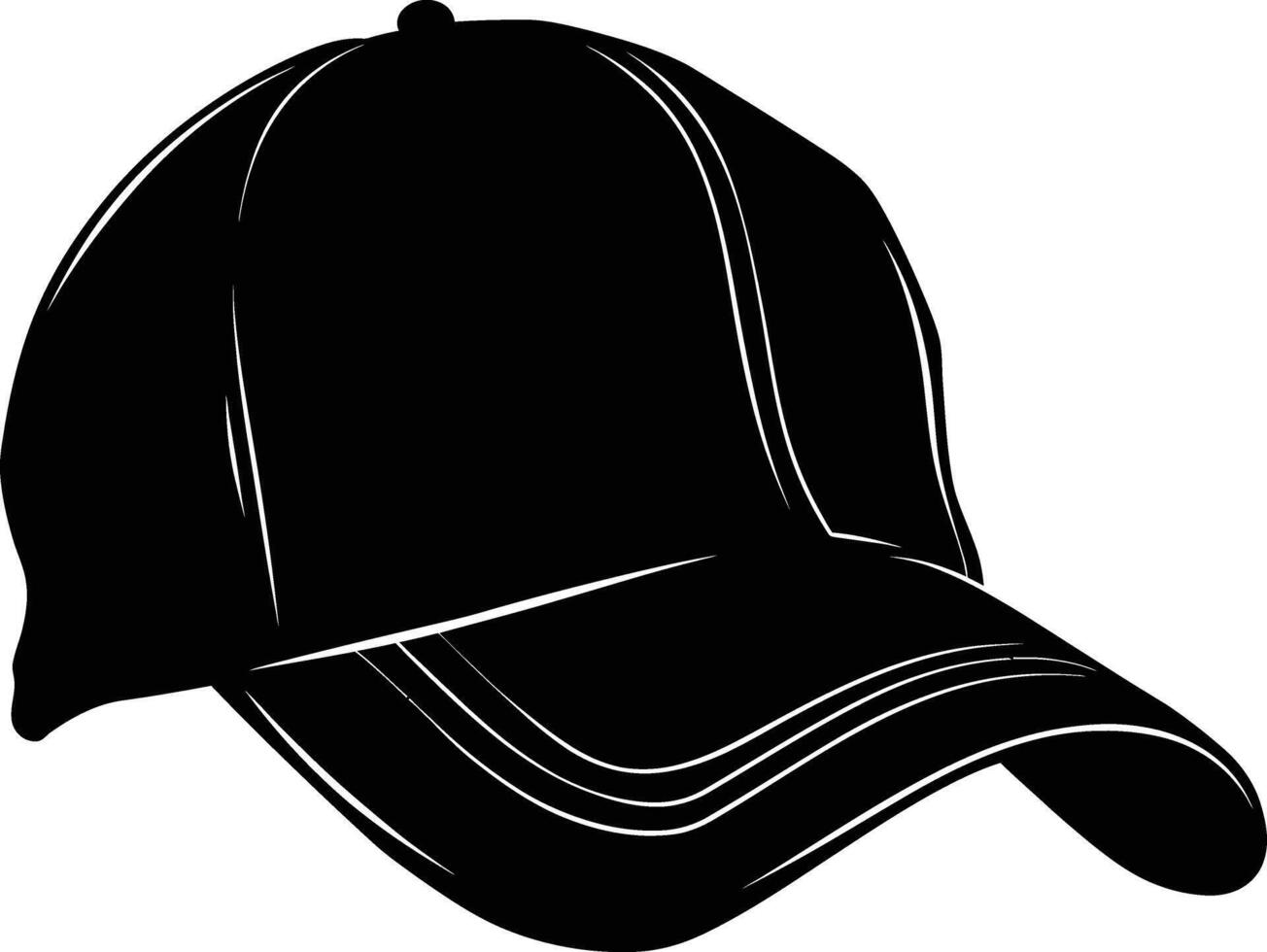 AI generated Silhouette baseball hat black color only vector