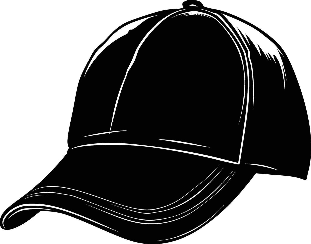 AI generated Silhouette baseball hat black color only vector