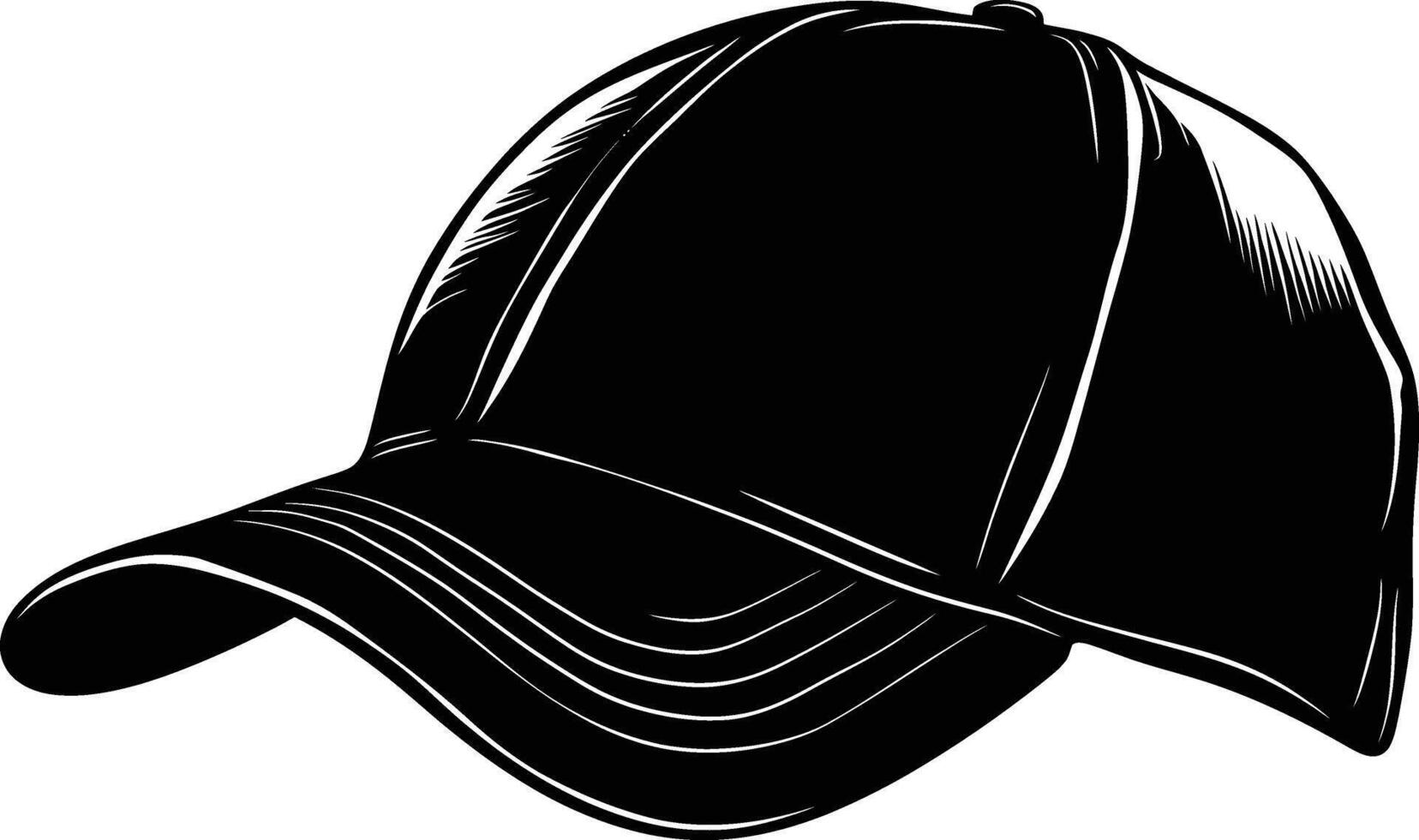 AI generated Silhouette baseball hat black color only vector