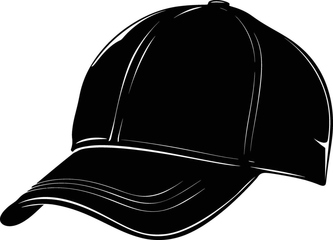 AI generated Silhouette baseball hat black color only vector