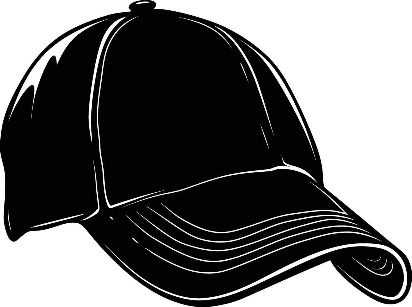 AI generated Silhouette baseball hat black color only vector