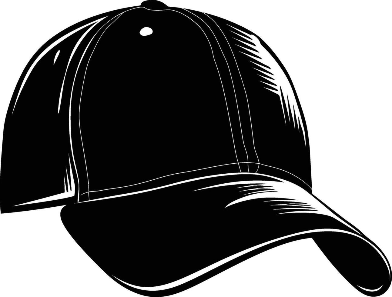 AI generated Silhouette baseball hat black color only vector