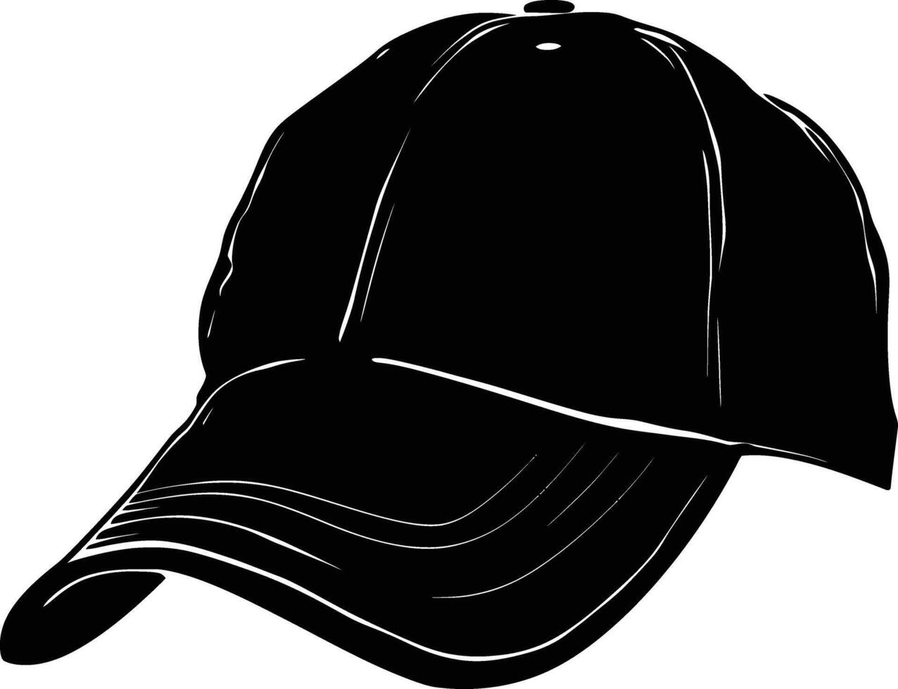 AI generated Silhouette baseball hat black color only vector