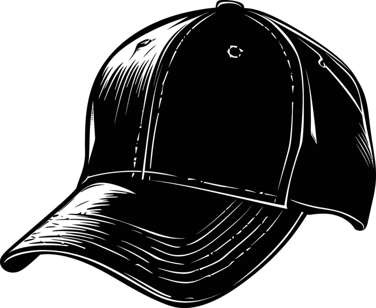 AI generated Silhouette baseball hat black color only vector