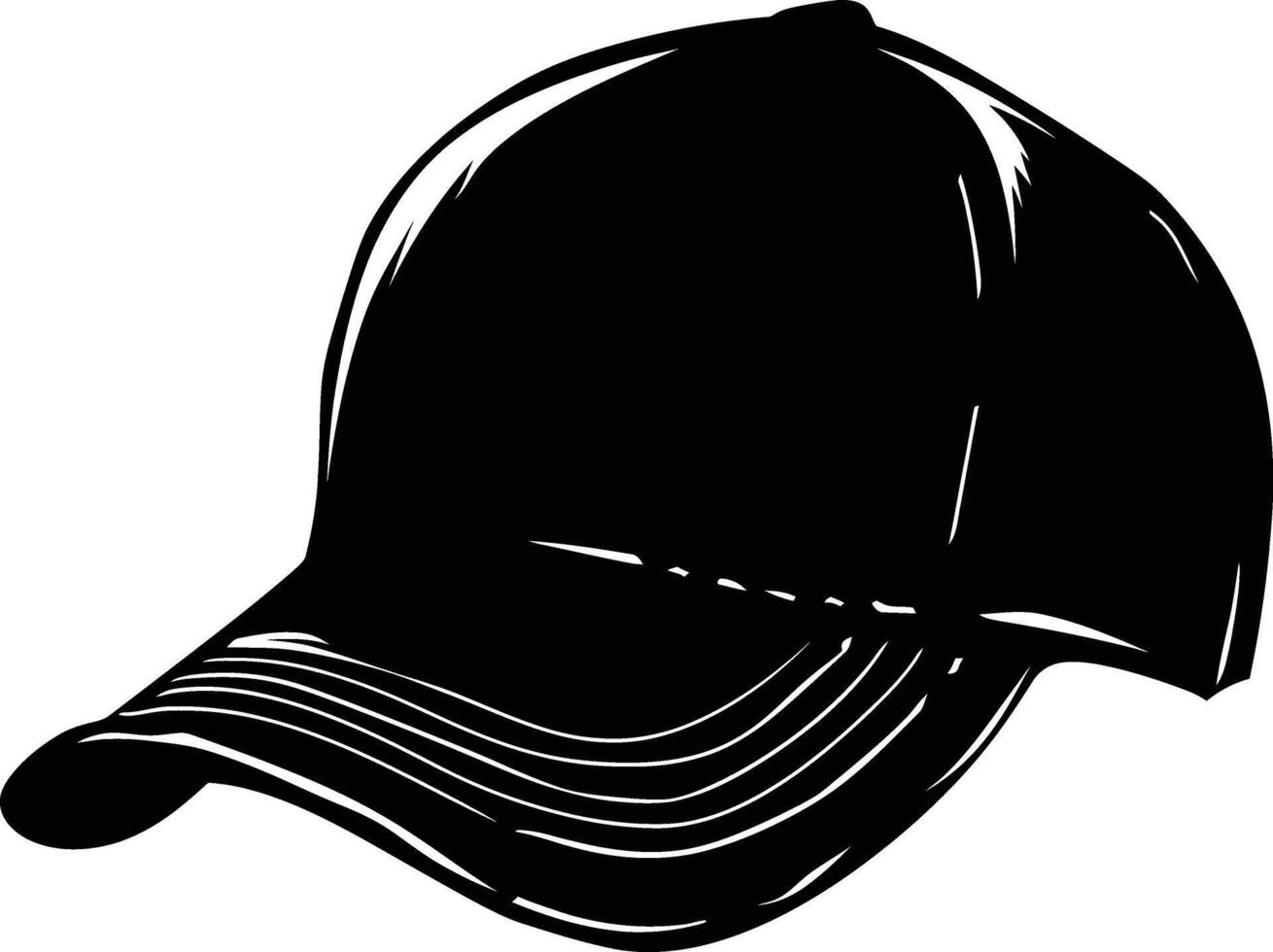 AI generated Silhouette baseball hat black color only vector