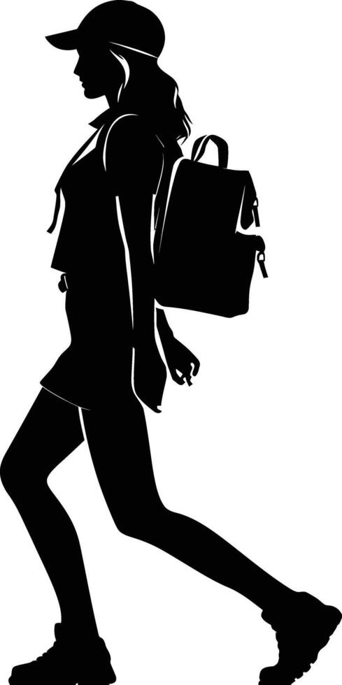 AI generated Silhouette delivery woman black color only full body vector