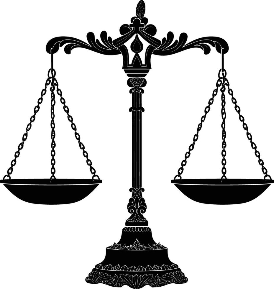 AI generated Silhouette scales of justice black color only vector
