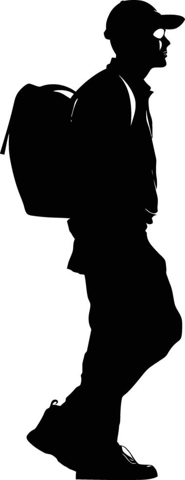 AI generated Silhouette delivery man black color only full body vector