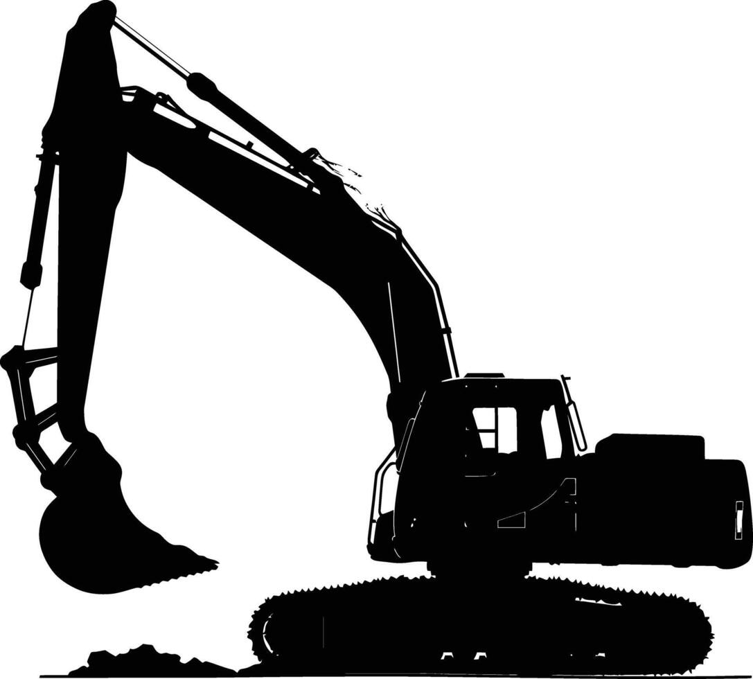 AI generated Silhouette Excavator heavy construction equipment black color only vector