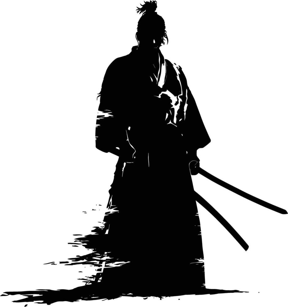 ai generado silueta japonés shogun guerrero negro color solamente vector