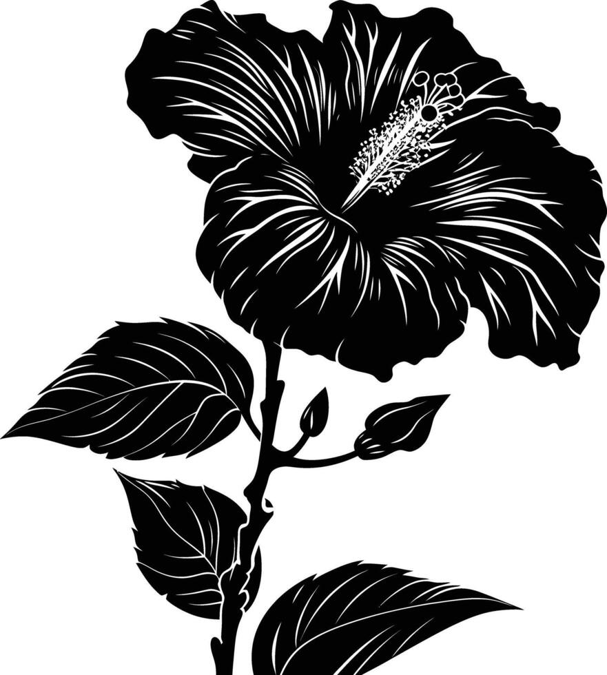 ai generado silueta flor lleno cuerpo negro color solamente vector