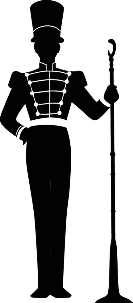 AI generated Silhouette drum major with mace in perform marching band leader vector