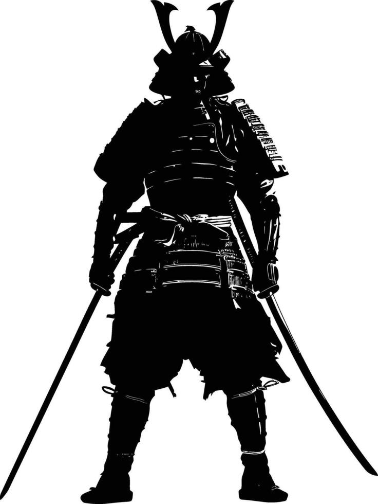 ai generado silueta japonés shogun guerrero negro color solamente vector