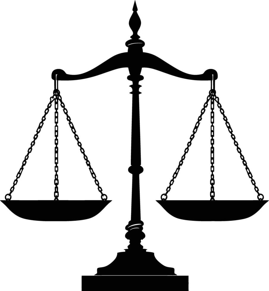 AI generated Silhouette scales of justice black color only vector