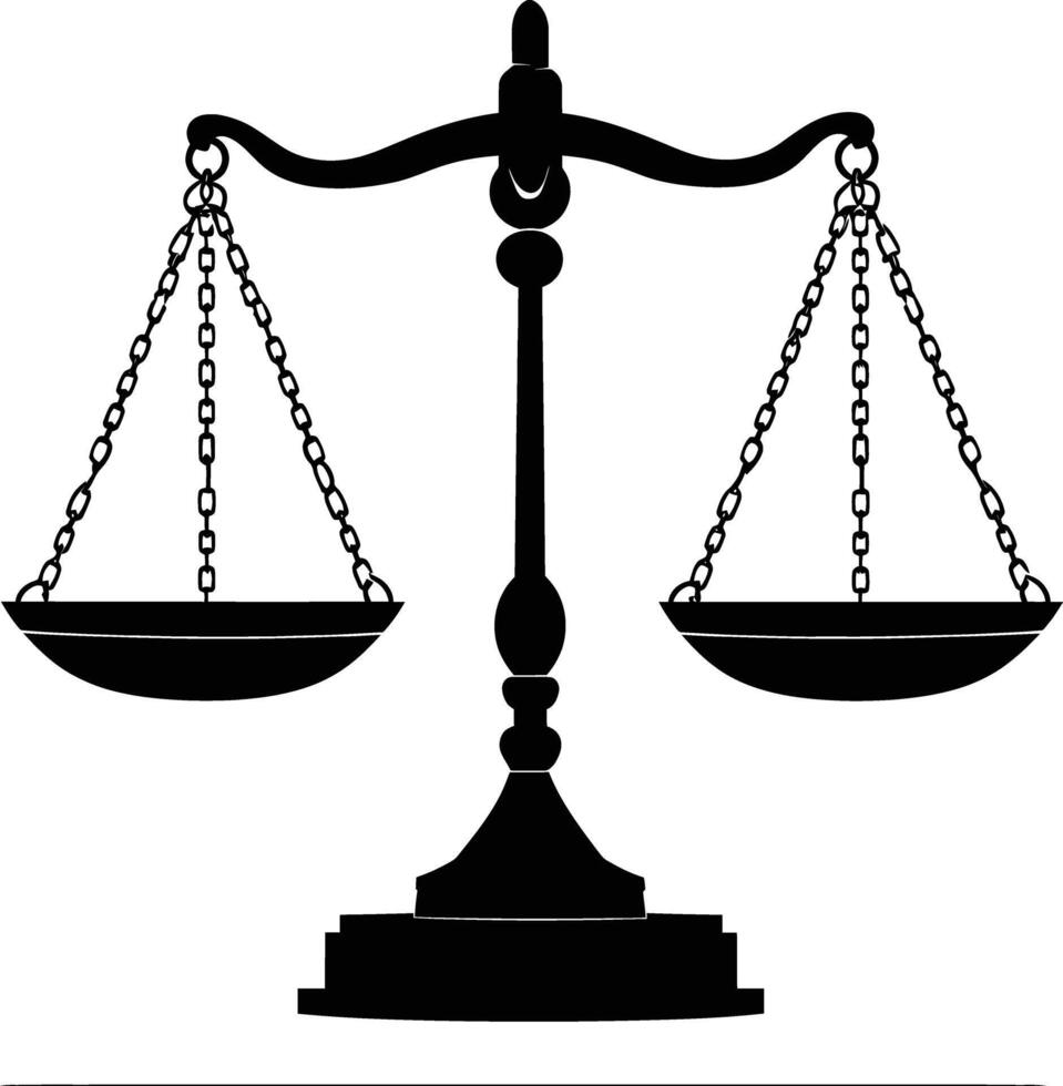 AI generated Silhouette scales of justice black color only vector