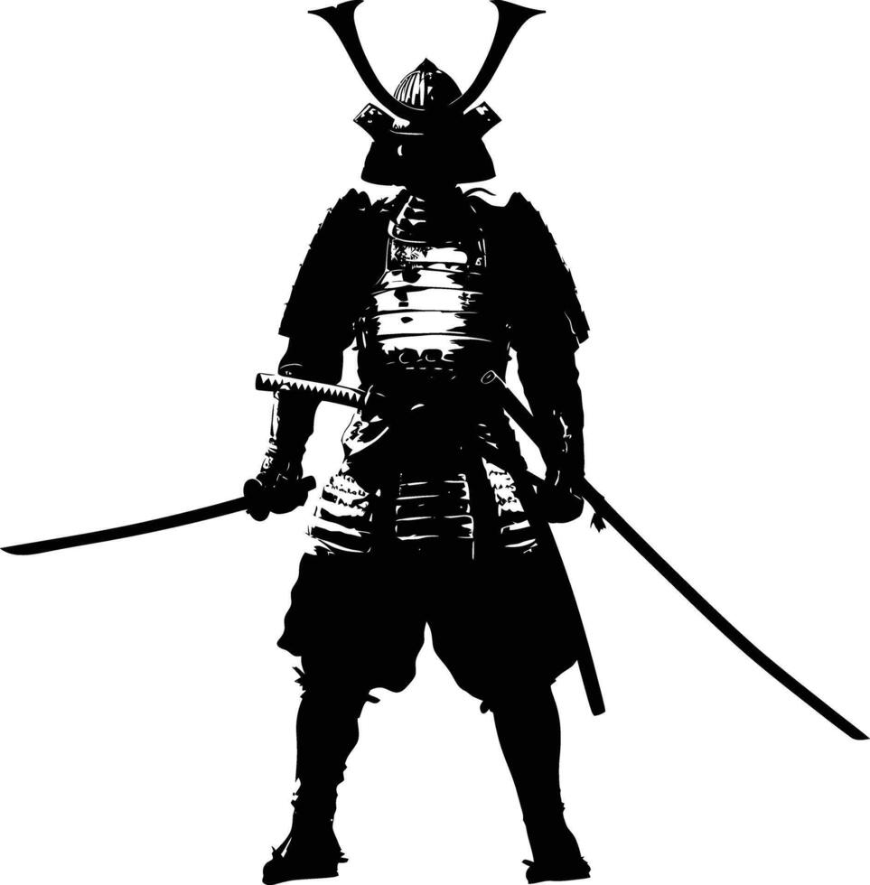 ai generado silueta japonés shogun guerrero negro color solamente vector