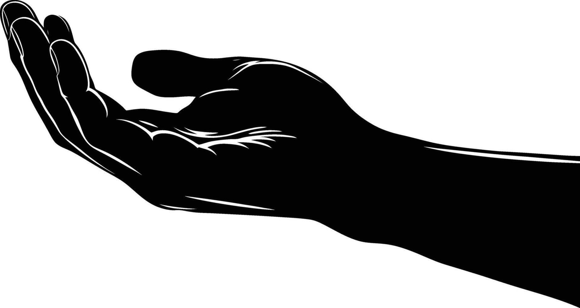 AI generated Silhouette hand holding black color only vector