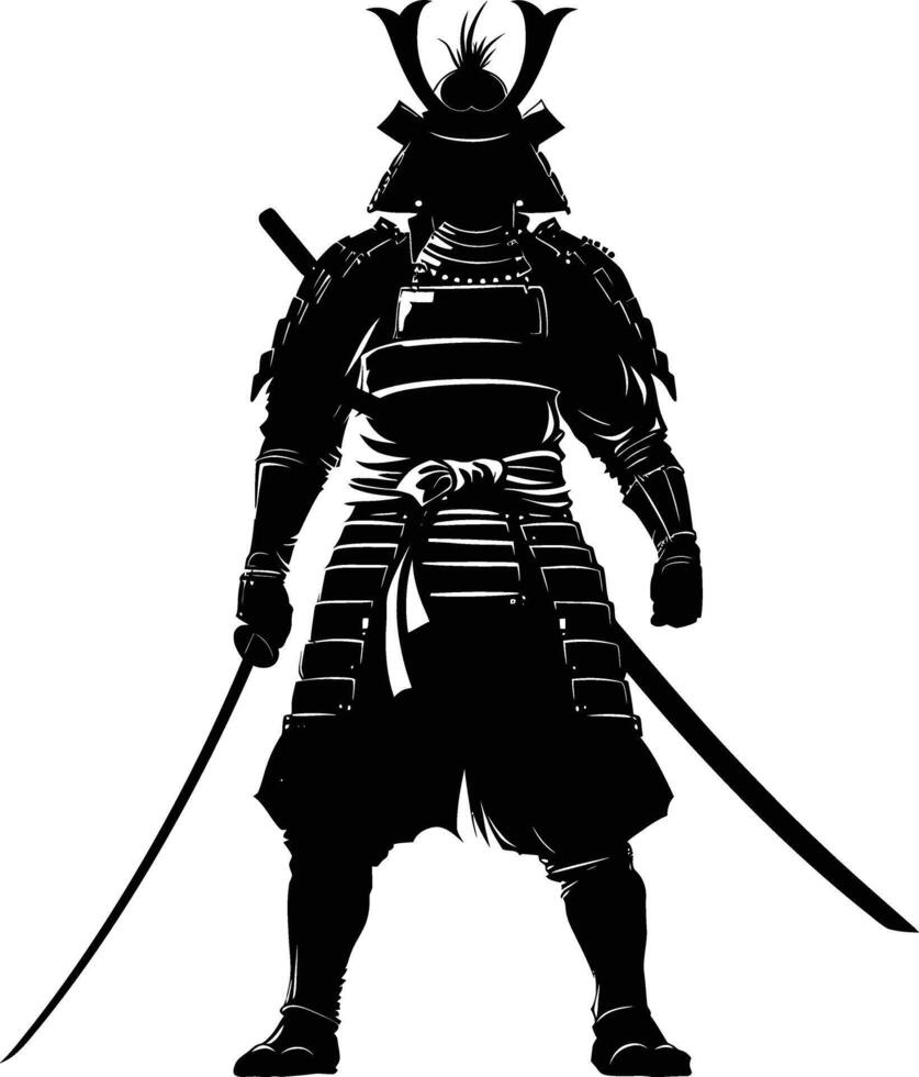 AI generated Silhouette Japanese Shogun Warrior black color only vector