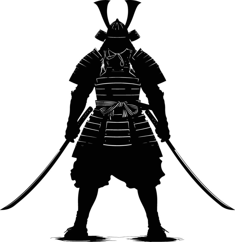 AI generated Silhouette Japanese Shogun Warrior black color only vector