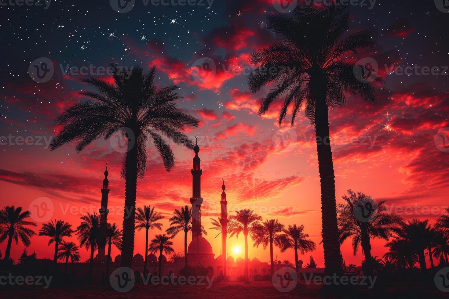 AI generated islamic greeting card for Ramadan kareem or ied mubarak background photo