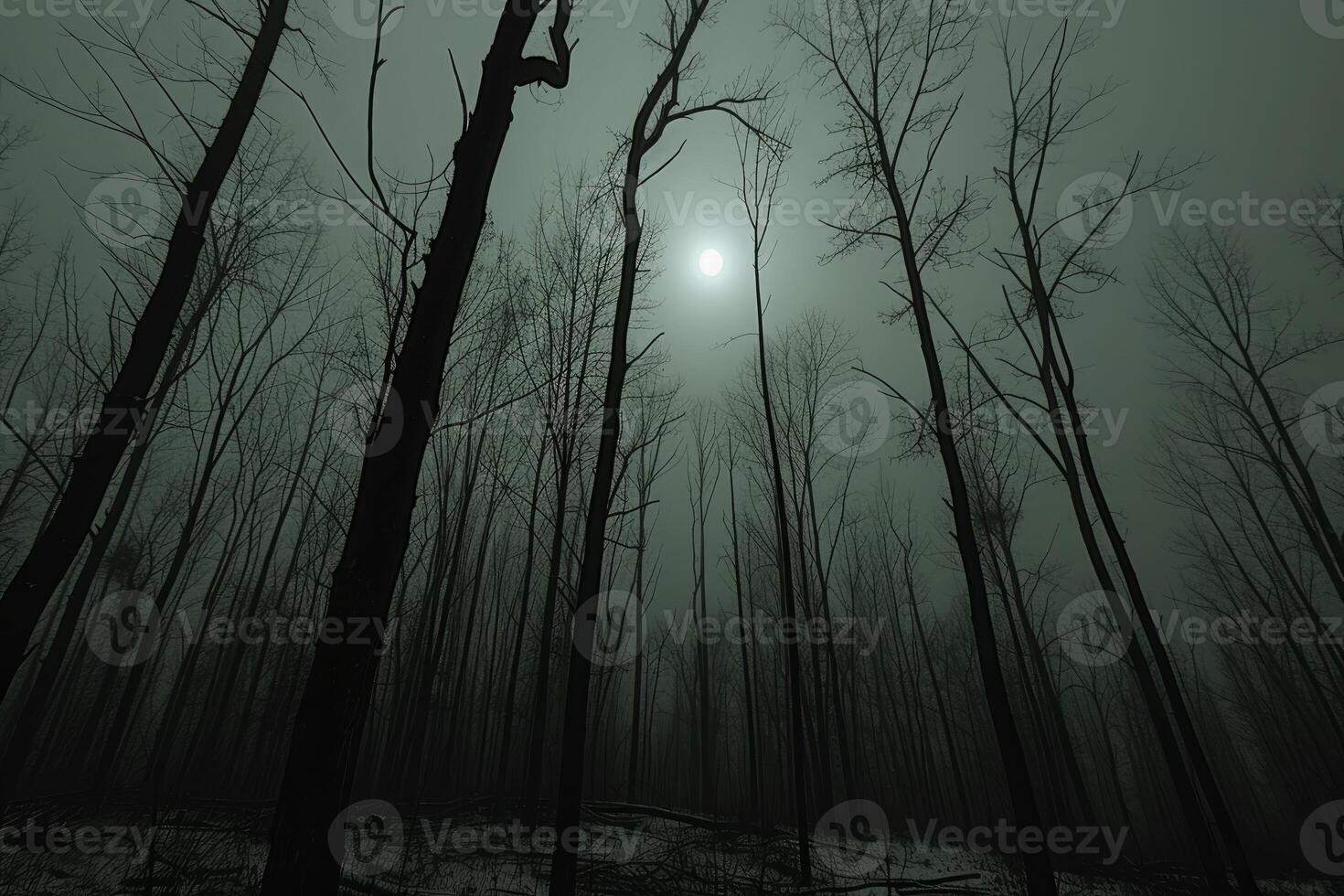 AI generated scary green dark forest nature professional photography photo