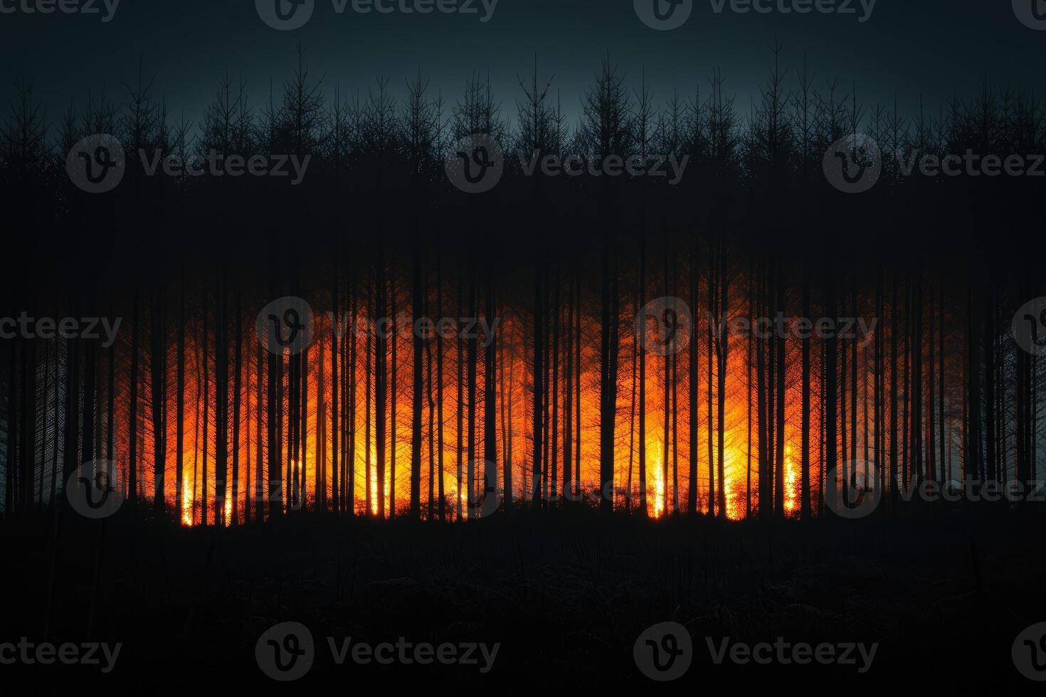 AI generated scary green dark forest nature professional photography photo