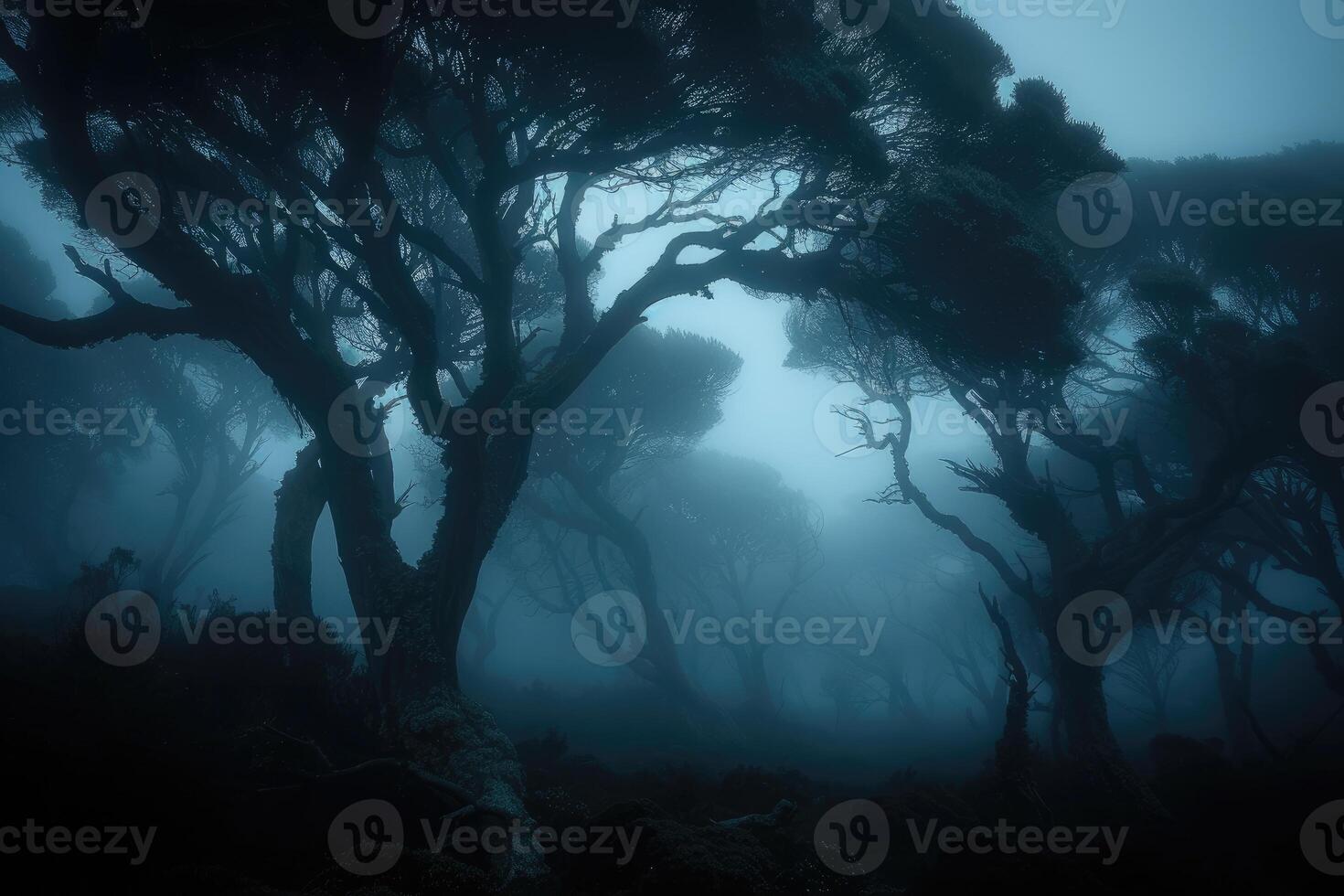 AI generated scary green dark forest nature professional photography photo