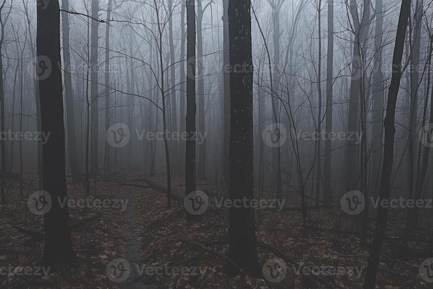 AI generated scary green dark forest nature professional photography photo