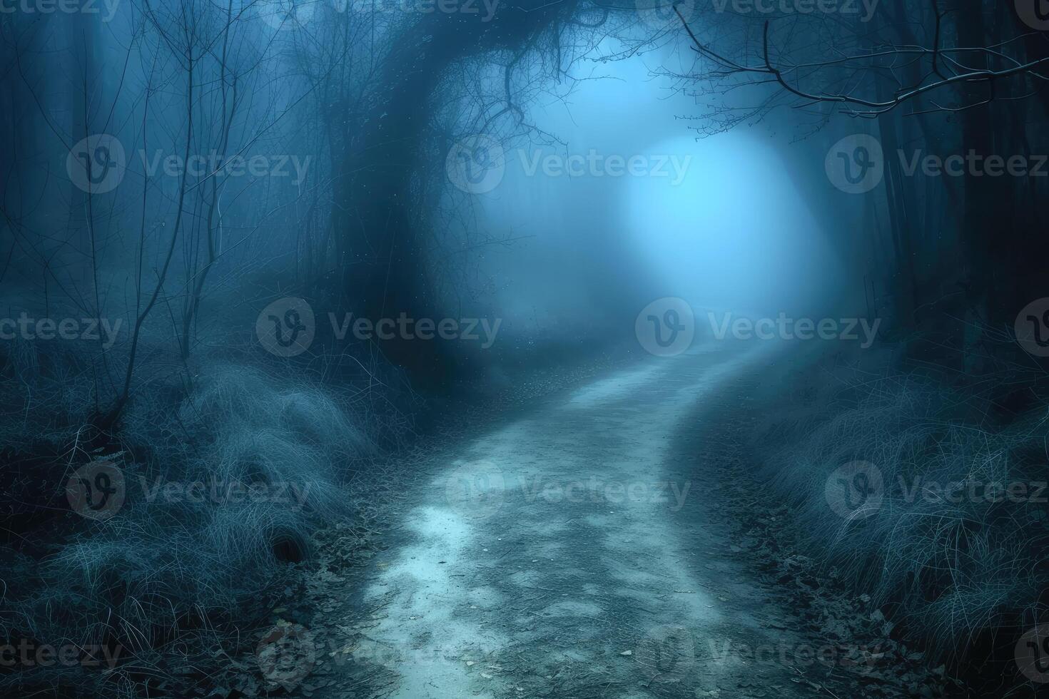 AI generated scary green dark forest nature professional photography photo