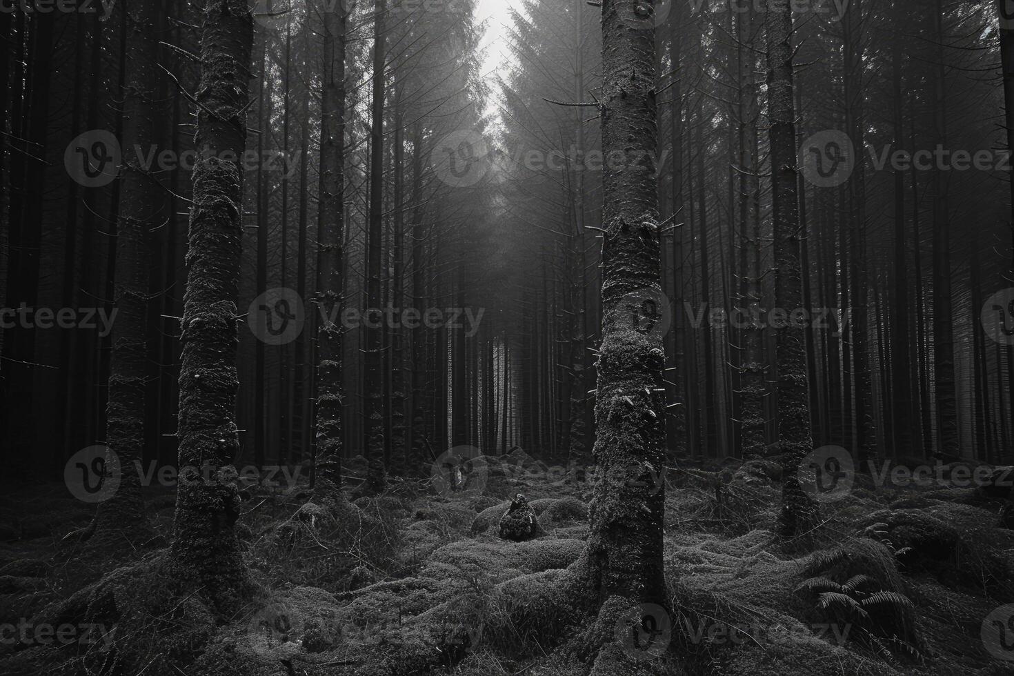 AI generated scary green dark forest nature professional photography photo