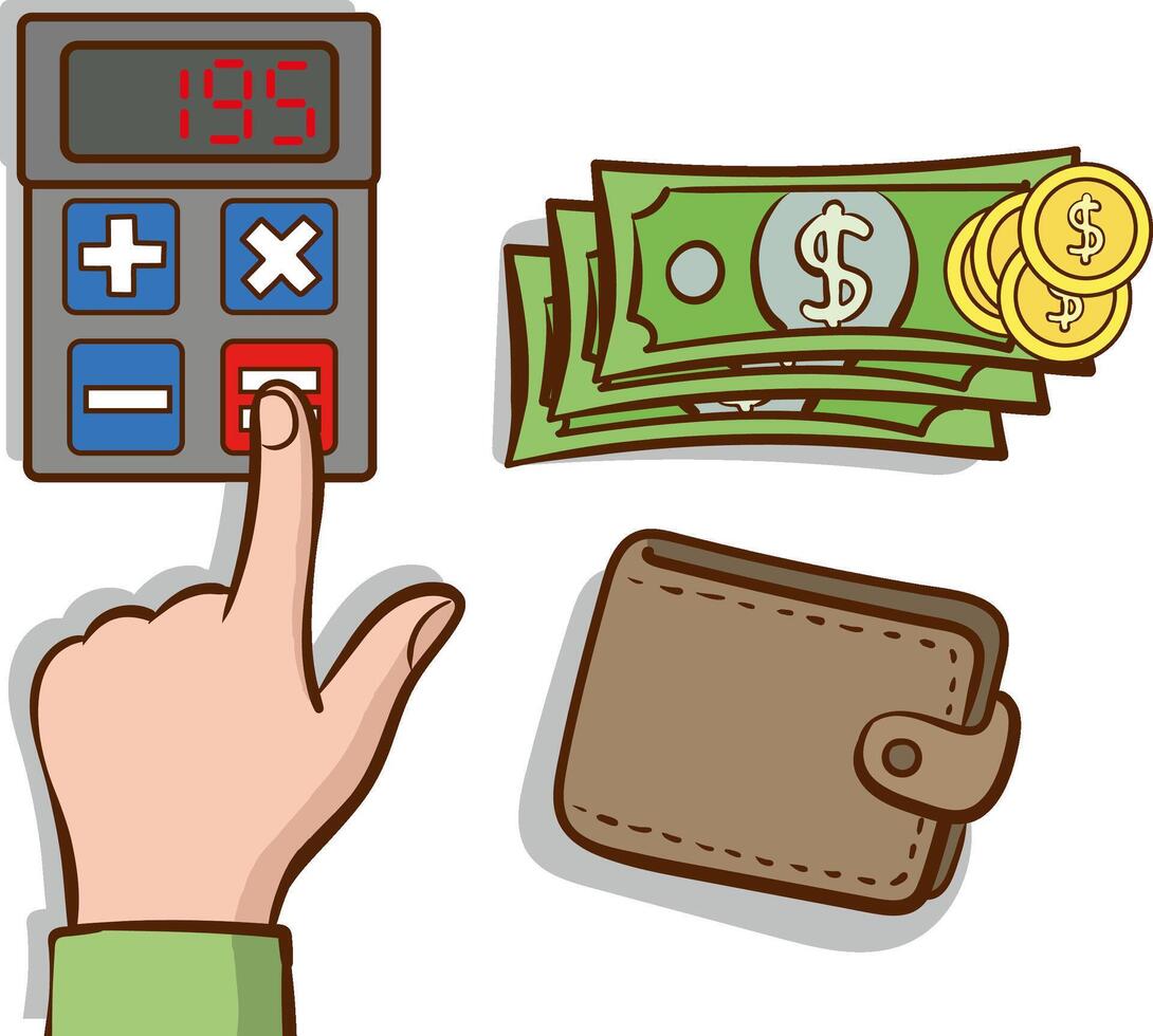 Accounting finance.Counting profit. Calculation money.write documents, statement of income. Vector illustration.