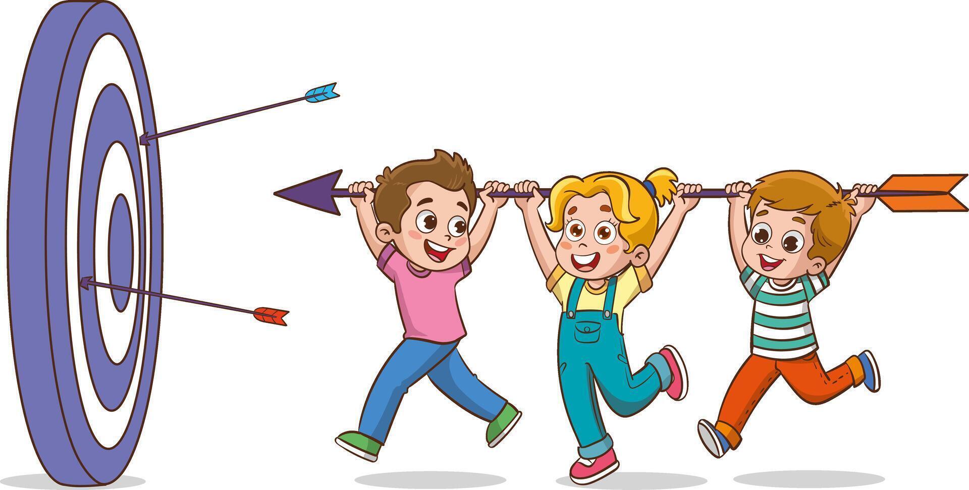 Concept of success goals for kids. Emphasizing the importance of teamwork.vector illustration. vector