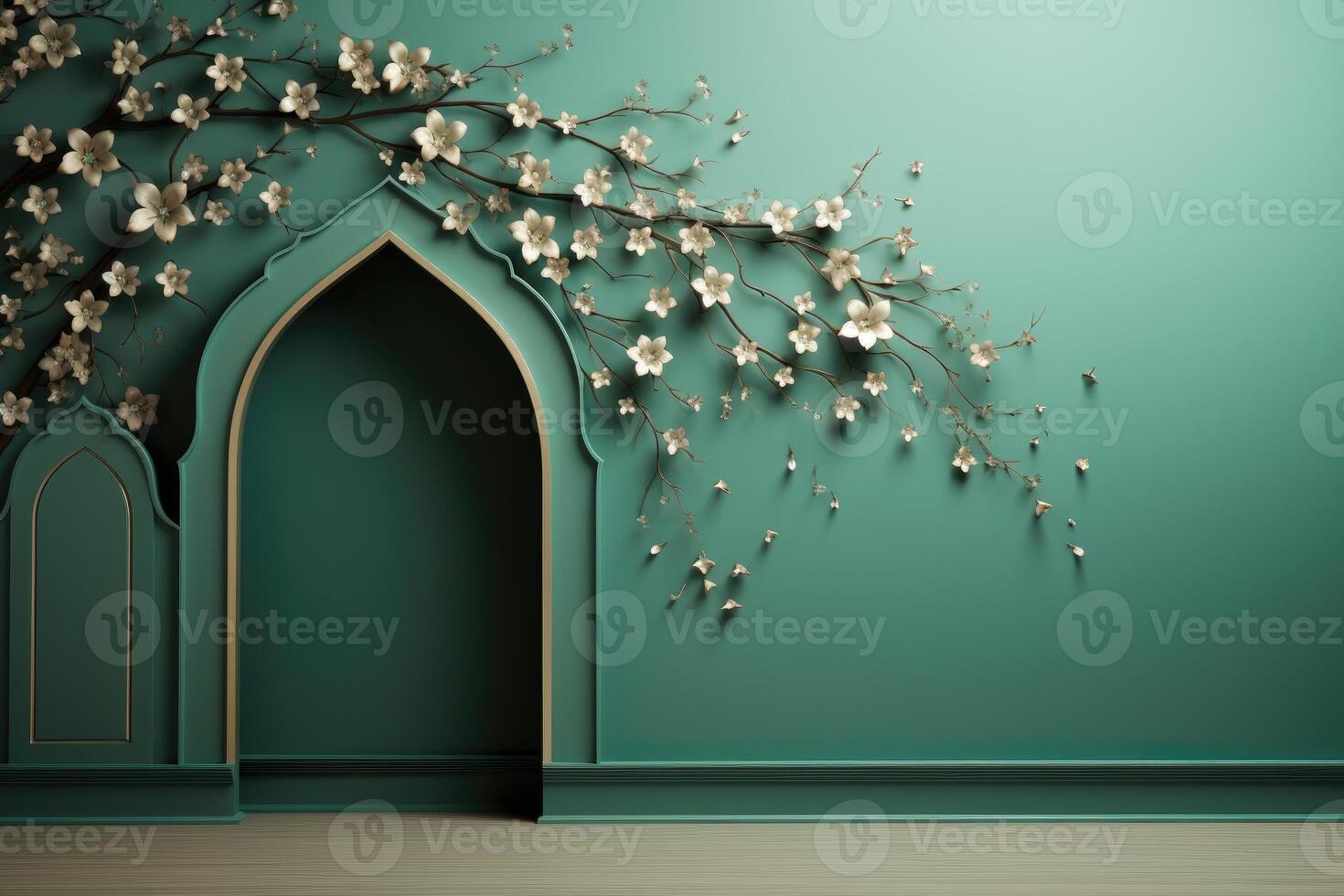 AI generated Arabic Ramadan or eid mubarak modern wall background photo