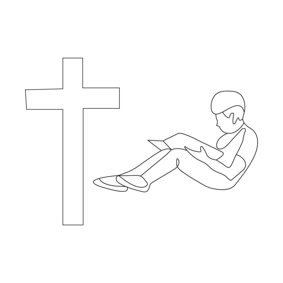 Jesus Christ sketch good Friday continuous single line outline vector art drawing and illustration