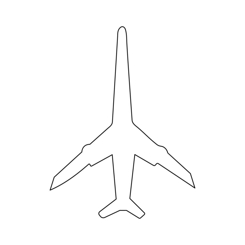 Continuous line drawing of airplane. One line Drawing from the hands of a black and white background vector