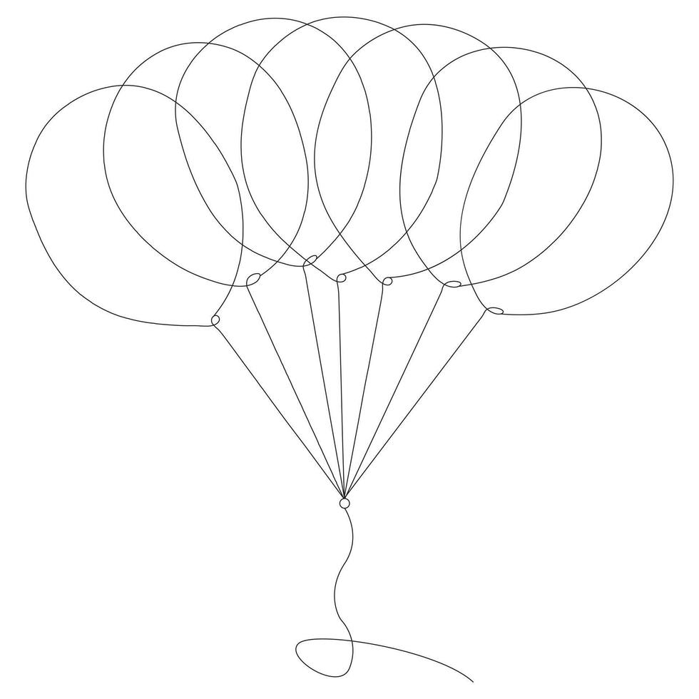 Vector illustration of balloon single line art