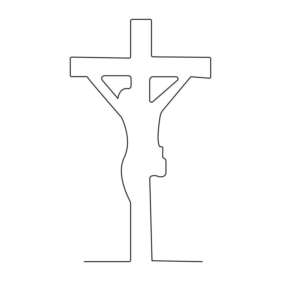 Jesus Christ sketch good Friday continuous single line outline vector art drawing and illustration