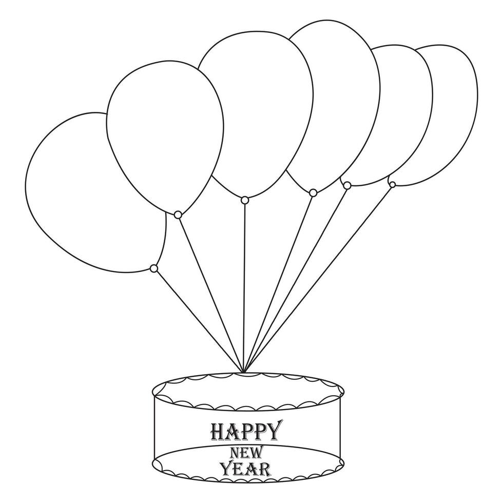 Vector illustration of balloon single line art