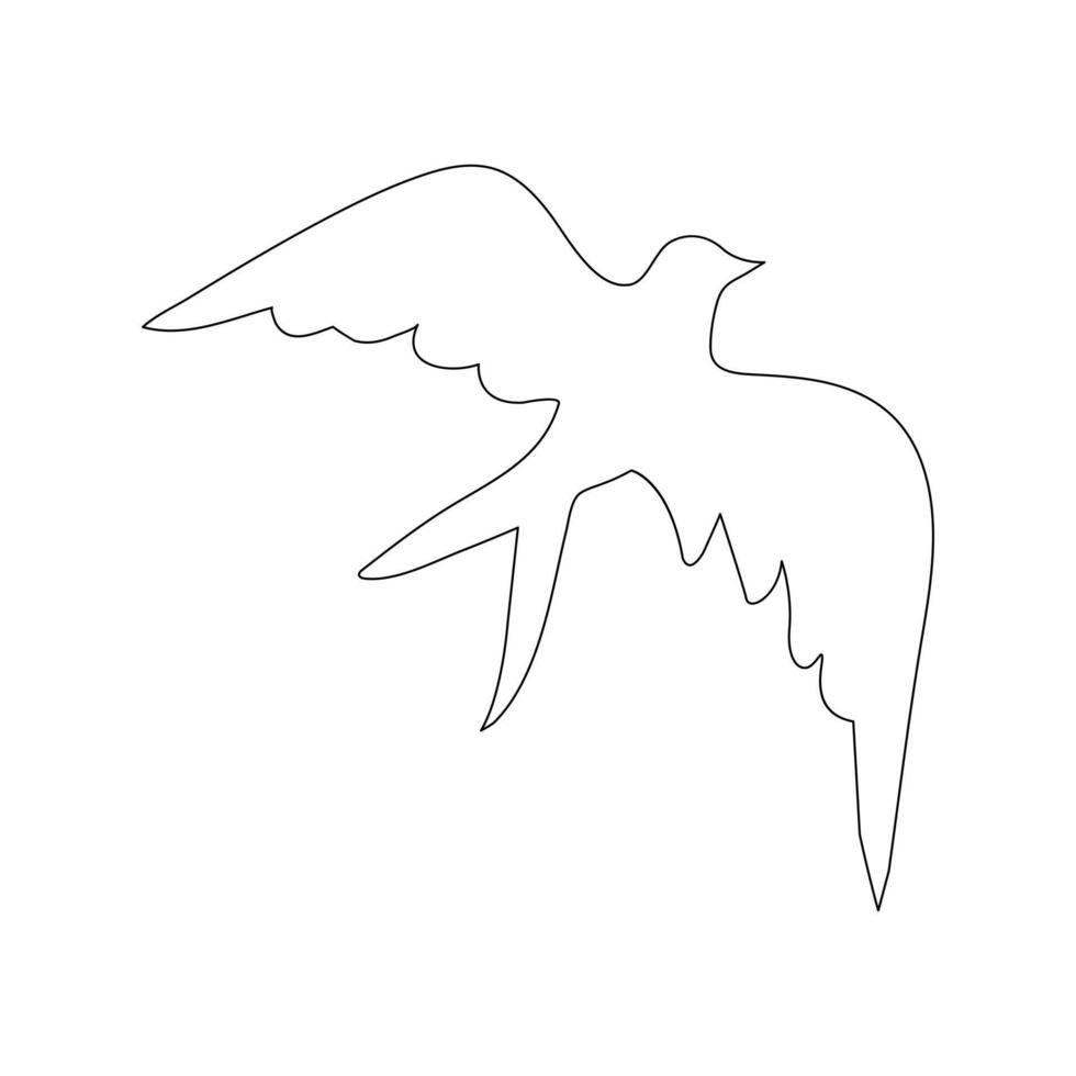 Continuous Bird one single single line art drawing vector
