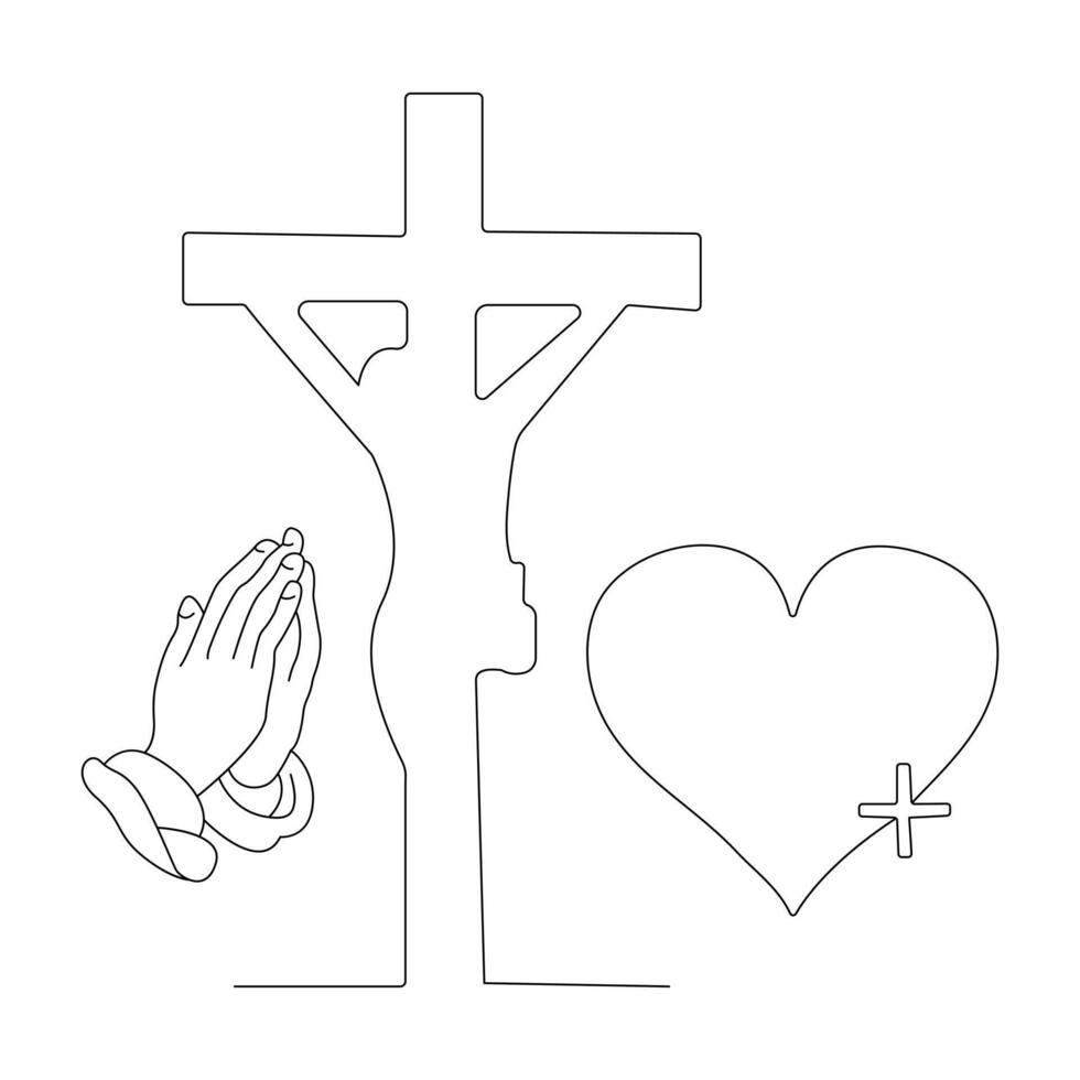 Jesus Christ sketch good Friday continuous single line outline vector art drawing and illustration