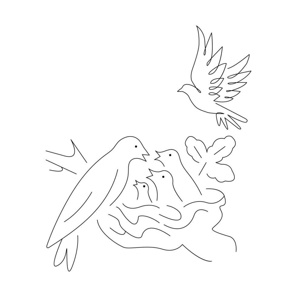 Continuous Bird one single single line art drawing vector
