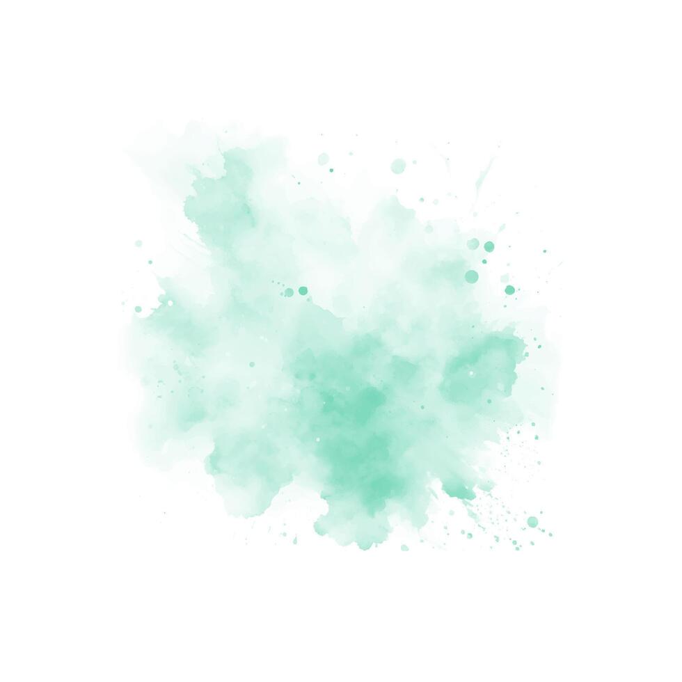 Abstract mint green watercolor water splash. Vector watercolour texture in mint color