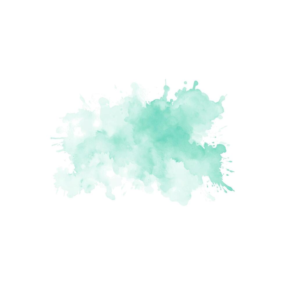 Abstract mint green watercolor water splash. Vector watercolour texture in mint color