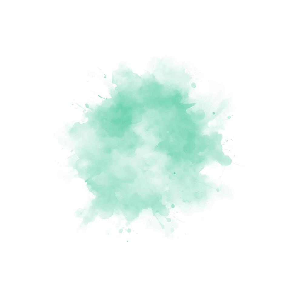 Abstract mint green watercolor water splash. Vector watercolour texture in mint color