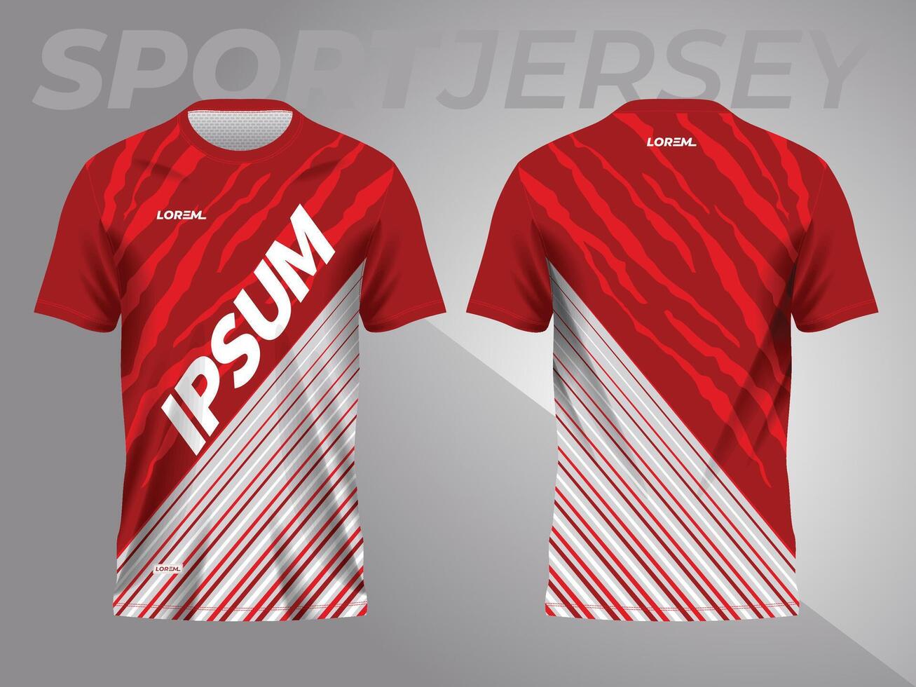 red abstract background and pattern for sport jersey design and mockup. front and back view template vector